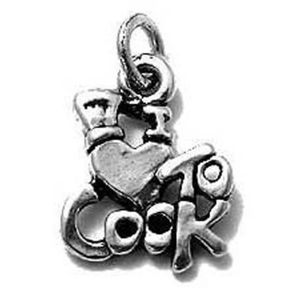 "I Love To Cook" Charm In Sterling Silver